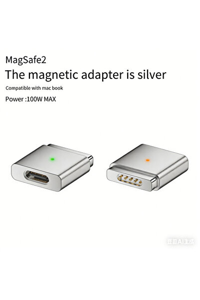 Choice1 محول شحن مغناطيسي فضي من USB-C إلى MagSafe 2 بقدرة 100 واط للشحن السر...