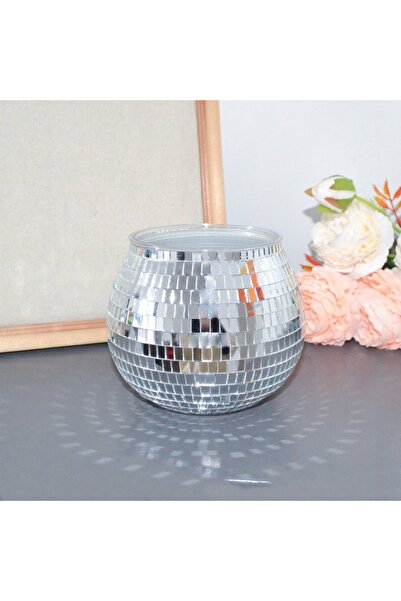 Choice WHITE Disco Ball Flower Pot Disco Ball Flower Vase Silver Mirror Glass...