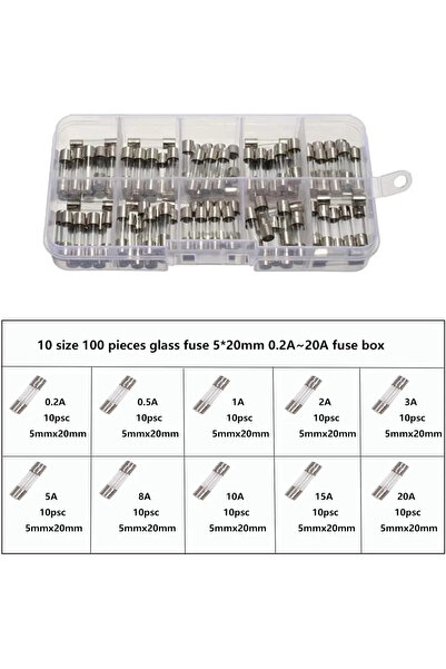Choice KIT-100pcs 100pcs 5x20mm Quick Blow Glass Tube Fuse Assorted Kit Amp 0...