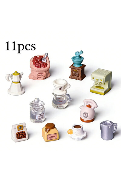 Choice set 11pcs Mini Coffee Set Miniature Model Simulated Coffee Machine and...