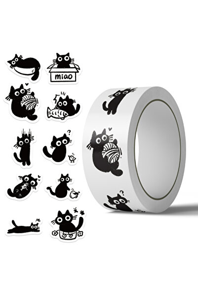 Choice 500pcs 500Pcs Cartoon Black Cat Graffiti Roll Stickers Pack Gift Seali...