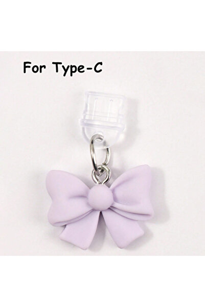Choice Purple for Type-C 1 Piece Colorful Bow Tie Phone Dust Plug, Securely P...
