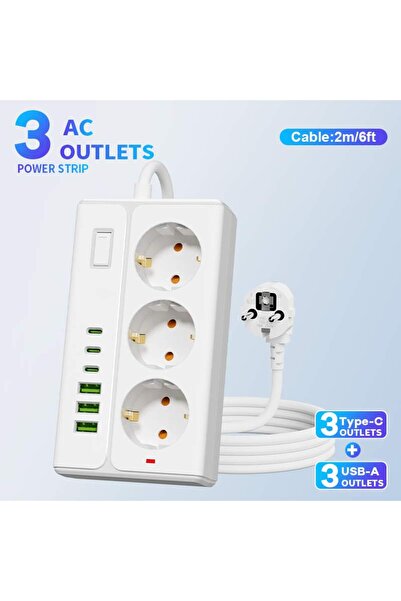 Choice EU Plug NS-H03 White 9-in-1 power strip - multi-functional power socke...