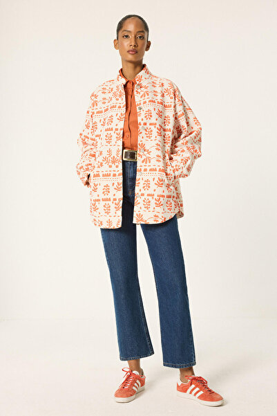 Touché Privé Ethnic Patterned Linen Bomber Jacket
