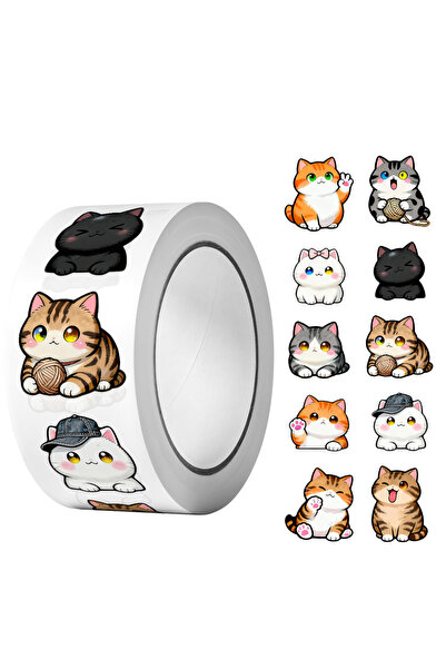 Choice YO024 1Roll(500Pcs)Lovable Kittens Cat Stickers 2.5cm/1'' Party Favors...