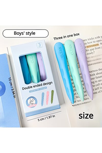 Choice1 Blue 3pcs Colored Macaron Hole Eraser Pencil Eraser Cleaning Traceles...