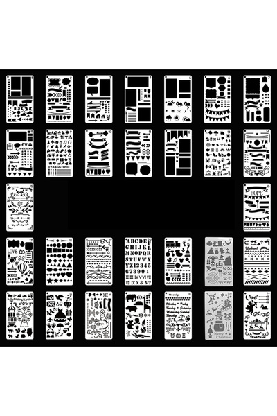 Choice1 30Pcs 1-30 30/20/12 Pcs Bullet Journaling Stencil Set Template Geomet...