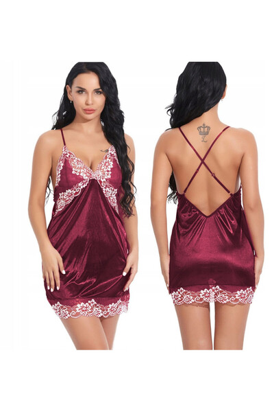 SNM Nightgown & G-string Set, SNM, 100% Polyester, Length 71cm, Comfortable &...