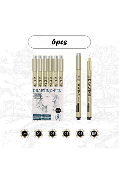 choice2 6pcs 6/9/12pcs Waterproof Fineliner Needle Tubing Pen Set - Student A...