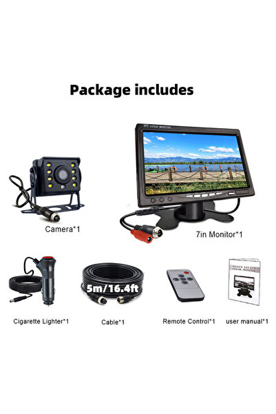 Choice1 5m 7-in monitor Kit HD Easy To Install Backup Reverse Camera Whit 7" ...