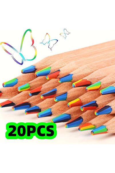 Choice 20Pcs 20-Piece Set of Natural Wood Rainbow Pencils for Professional Ar...