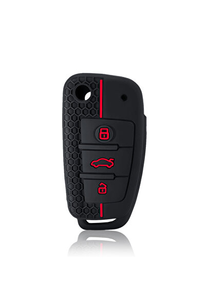 Choice3 Red Line New Hot 3 Button Silicone Key Case Cover Shell for Audi A4 B...