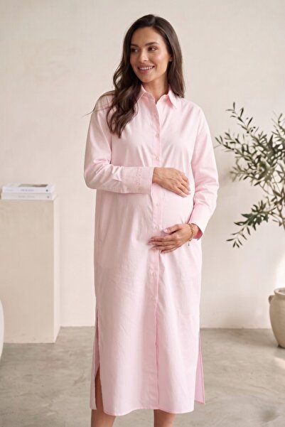 Miss Dünya Lissa Simy 100% Cotton Poplin Fabric Long Shirt Dress with Buttons...