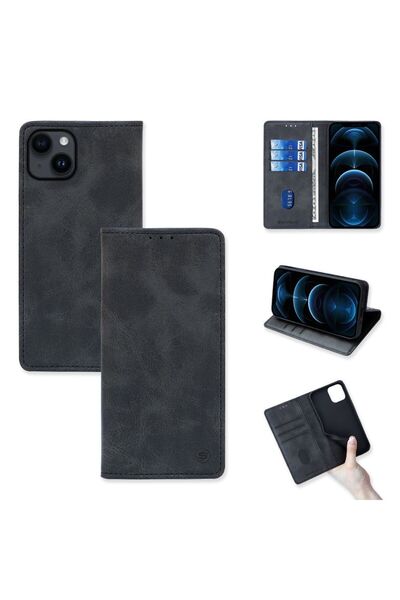Sonique Θήκη Πορτοφόλι Vintage Magnet Wallet Apple iPhone 14 Μαύρο