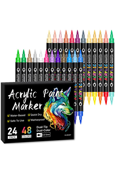 Choice1 24Pack-48Colors 24/48/72/144 Colors Acrylic Paint Markers,Dual tips D...