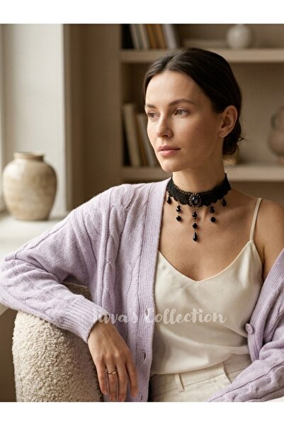 Jivva's Collection Gothic Black Lace Necklace. Vintage Inspired Black Lace Ch...