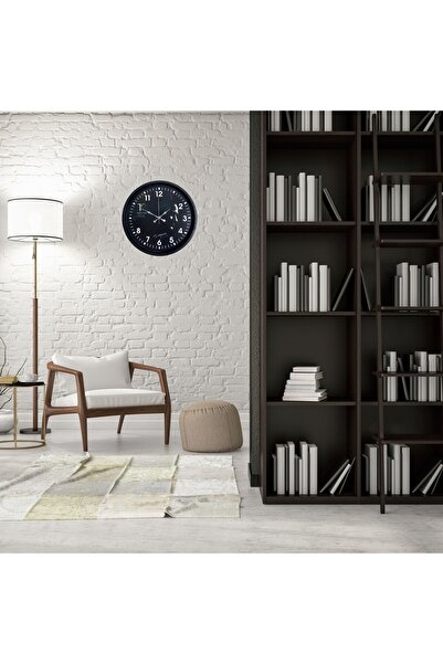 Leyaton Ataturk Designed Black 36 cm Premium Wall Clock Lwlhm-Ytrs345