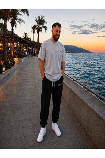 FAEL LİFE Unisex Wide Cut T-Shirt and Sweatpants King Hand Printed Set