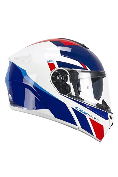 CGM 568S BER SPORT ÇENE AÇILIR MOTOSİKLET KASKI MAVİ-BEYAZ / XL