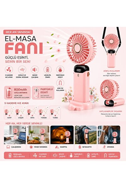 Tastech N15 Şarjlı El Fanı Dijital Göstergeli Parfümlü Serinletici Vantilatör...