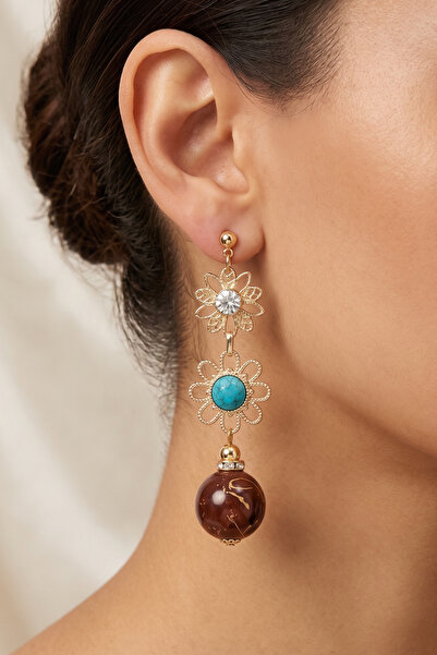 PETEK AKSESUAR Mi̇mek Sallatili Top Earrings 7 Cm.