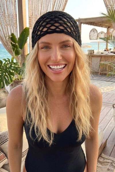 Mine Tan Butik Handmade Mesh Knit Beanie Hat Bandana - Black