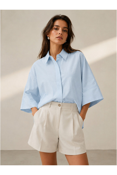 breva wear Kadın Oversize Geniş Kol Gömlek