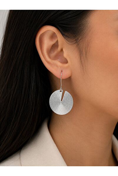Silver Geometrik Sallantılı Küpe