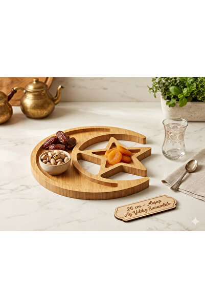 Ahşap Moon and Star Themed Luxury Natural Presentation Plate & Snack Bowl (26...