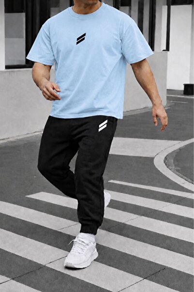 FAEL LİFE Unisex Wide-Let T-Shirt and Sweatpants Set with Double Line Print