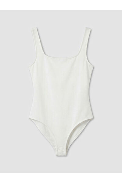 LC Waikiki Rmz Gi̇yi̇m Farkiyla Square Collar Women's Snap Fastener Bodysuit