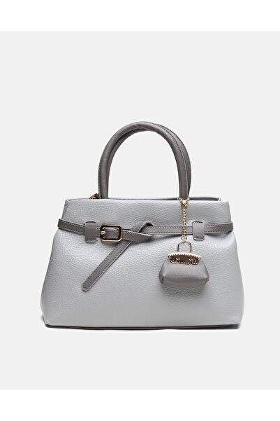 vitruna Noir Elegance Tote Elden Tutmalı ve Omuz Askılı Gri Kadın Çantası