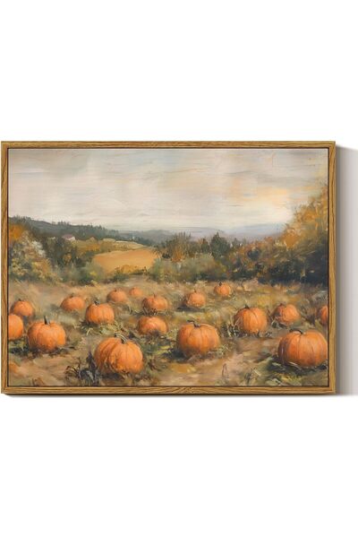 ALAYRA International Autumn Farmhouse Pumpkin Canvas Decor with Outer Frame f...