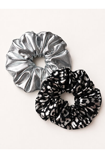 Melff Women's Elastic Set of 2 Colorful Fabric Bagel Scrunchie Clips