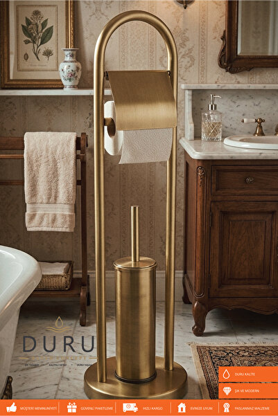 DURUBANYOCONCEPT BANYO ANTİK ESKİTME WC TUVALET KAĞITLIĞI VE TUVALET FIRÇALIĞ...