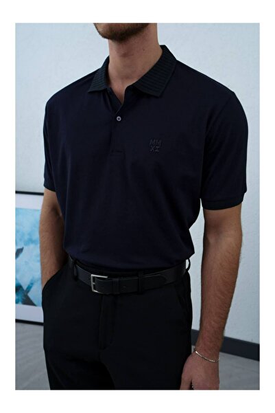 perasttesktil Men's Polo Neck T-Shirt with Embroidery on the Front