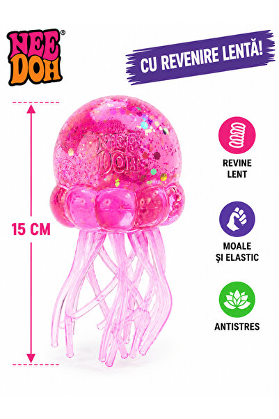 Needoh JELLY SQUISH Meduza ANTISTRES 15 cm, SLOW RISING, CULOARE ROZ