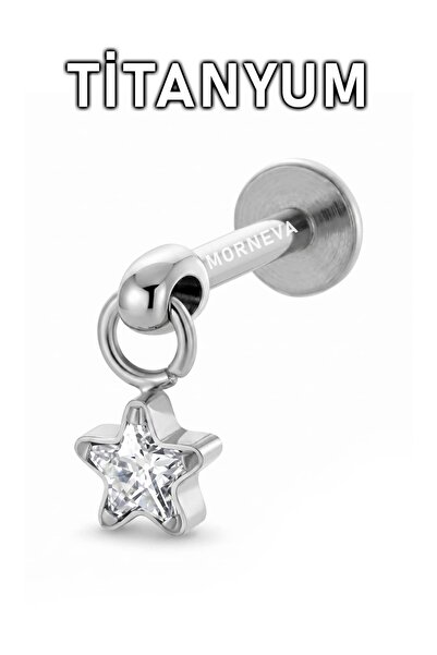 MORNEVA Titanyum Minimal Yıldız Sallantılı Helix Conch Tragus Kulak Lobe Pier...