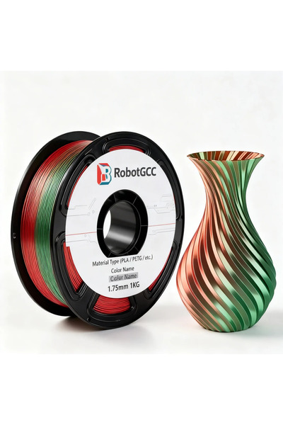 robotgcc خيوط طباعة ثلاثية الأبعاد PLA حريرية باللونين الأحمر والأخضر 1.75 مم...