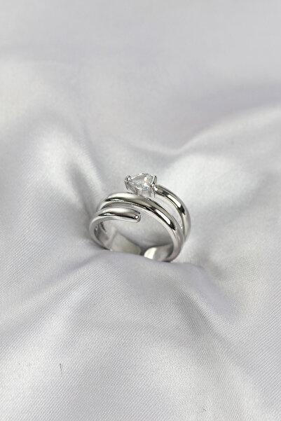 Generic Brand خاتم نسائي من النحاس الفضي اللون طراز الأفعى الحلزونية 5886