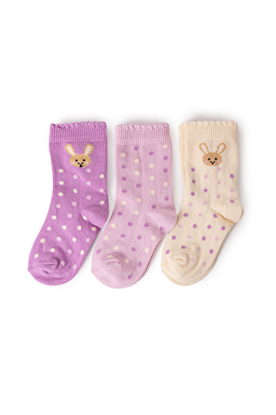 ebebek Hello Baby HelloBaby Kız Bebek 3lü Soket Çorap Hayvan Baskılı