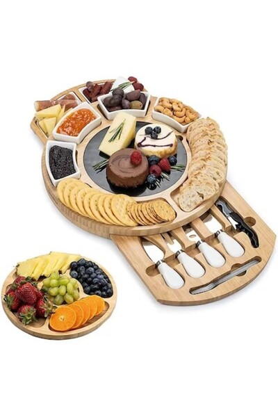 OEM Festive Platter for Cheeses and Appetizers Made of Wood, 18-Piece Set, Ch...