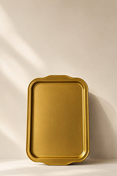 Mirilliahome Gold Metal Presentation Tray Decorative Rectangular Serving Tray