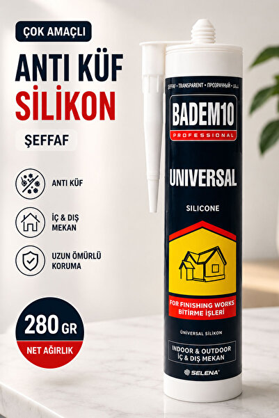 Badem10 Şeffaf Nötr Anti Küf Genel Çok Amaçlı Silikon 280 Gr Lavabo Duşakabin...