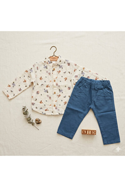 Victorino Set Vară Bebe "Youth & Style" – Camasa și Pantaloni lungi, Bumbac M...