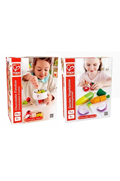 Calimera Toys مجموعة أدوات تقطيع الخضار والشوكولاتة الخشبية مكونة من قطعتين