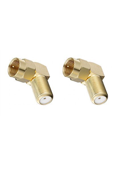 Derwell 2 Adet Gold L Tipi Konnektör Fiş Çevirmeli 90 Derece Adaptör Uydu Ant...