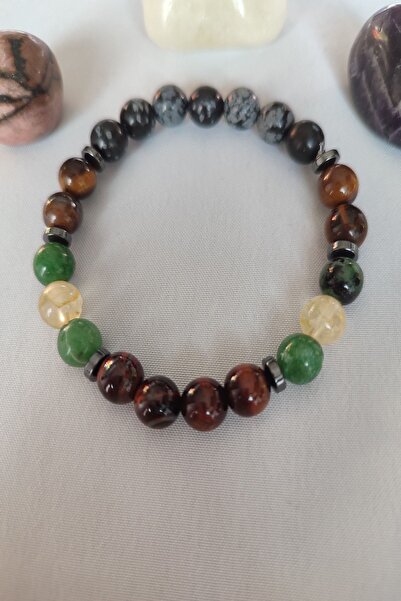 LADIN DOGALTAŞ Certified Unakite Rhodonite Natural Stone Bracelet