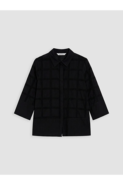 LC Waikiki Black Square Embroidered Women's Shirt by Güli̇s Gi̇yi̇m
