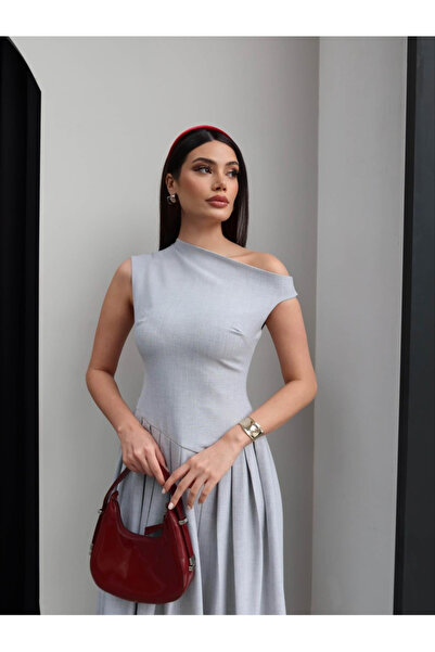 fmnbutik marca de design echivalent cu talie fustă midi clopot cu bretele cu ...